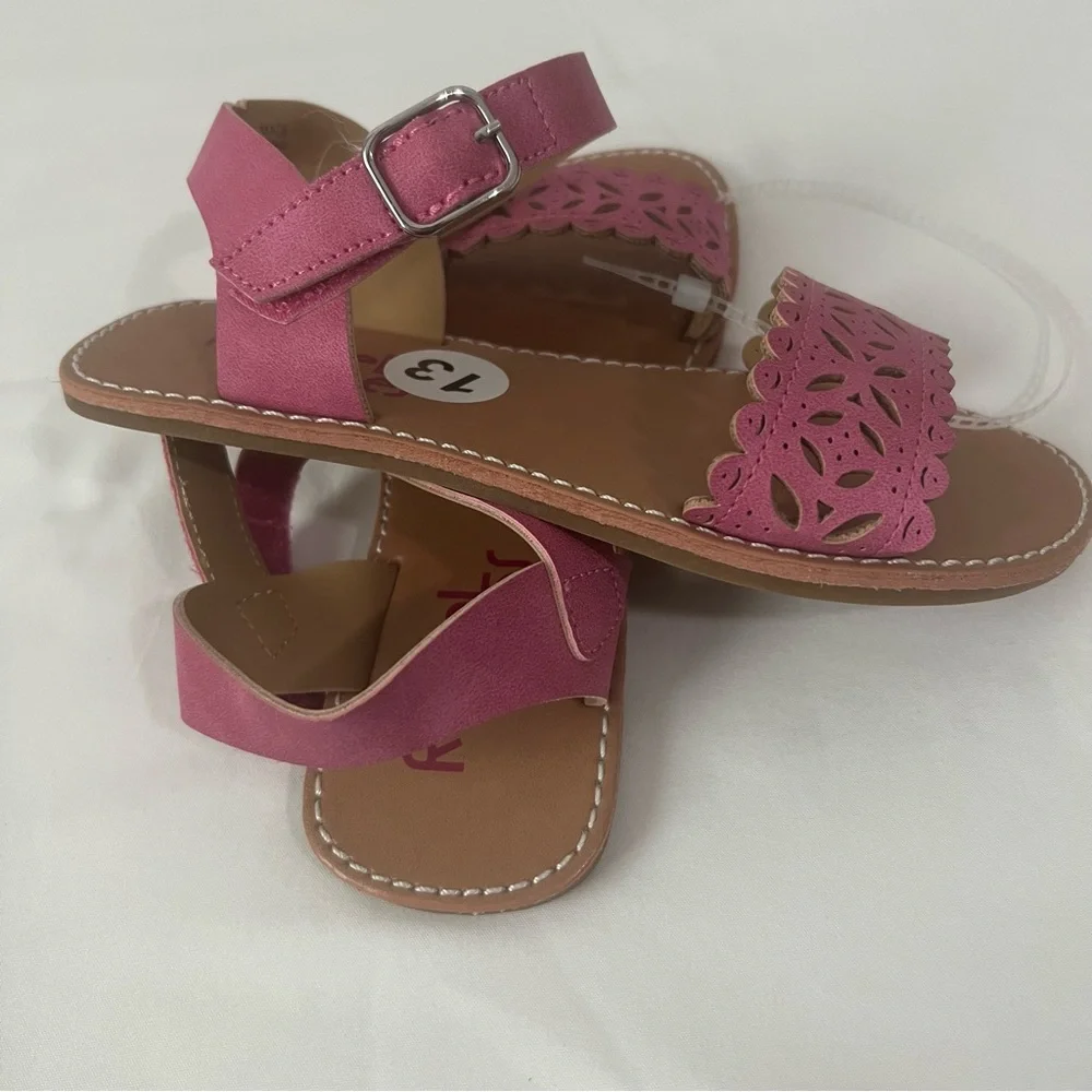 Rachel Shoes Pink and‎ Tan Strap & Buckle Sandals, Size 13, NWOT
